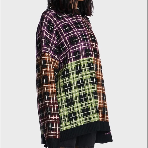 The Ragged Priest Anarchy checkered plaid oversized jacquard sweater NWOT - Picture 11 of 11